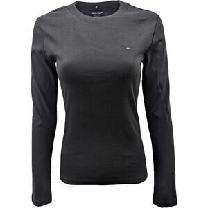 Tommy Hilfiger Women Long Sleeve Crewneck Logo T-Shirt, Black, Size S